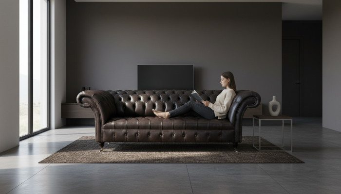 Chesterfield Design Luxe Rembourrage Canapé Moderne Siège en Cuir Lederosfa