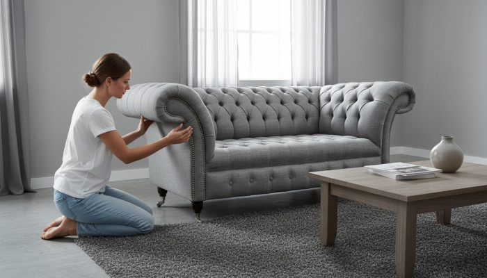 Canapé Chesterfield deux places Tissu de canapé rembourré Tissu de luxe de canapé