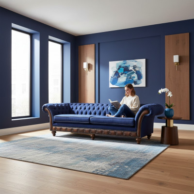 Canapé moderne Chesterfield 4 places Canapé en tissu de luxe Canapé de salon nouveau