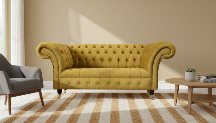 Canapé 2 places Canapés design 2 places Rembourrage Chesterfield Siège Tissu Textile