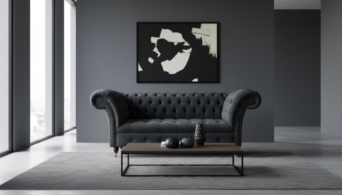 Canapé Chesterfield Design Fauteuil Rembourrage Textile de Luxe 1 Place