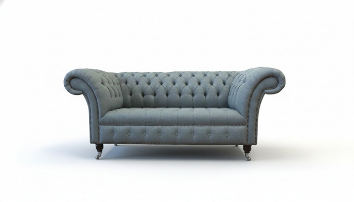 Chesterfield Mobilier de bureau Siège Canapé 2 places Tissu Gris