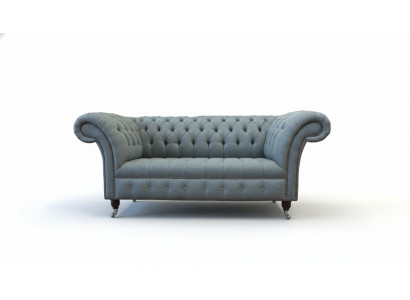 Chesterfield Mobilier de bureau Siège Canapé 2 places Tissu Gris