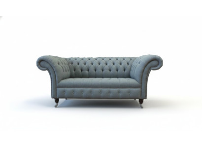 Chesterfield Mobilier de bureau Siège Canapé 2 places Tissu Gris