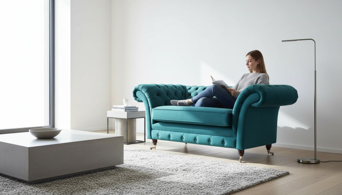 Chesterfield Design Fauteuil Canapé Tapisserie Tissu de Luxe Canapés 1 Place