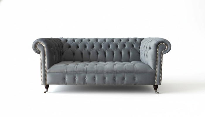 Canapé 3 places en tissu Canapés Canapé Chesterfield Gris Trois places