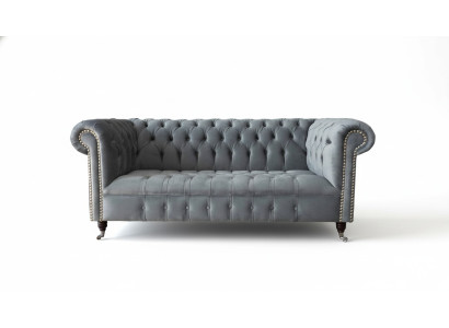 Canapé 3 places en tissu Canapés Canapé Chesterfield Gris Trois places