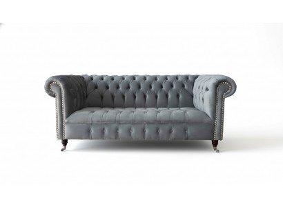 Canapé 3 places en tissu Canapés Canapé Chesterfield Gris Trois places