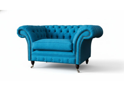 Fauteuil Chesterfield bleu Canapé 1.5 Places Fauteuil Simple Textile