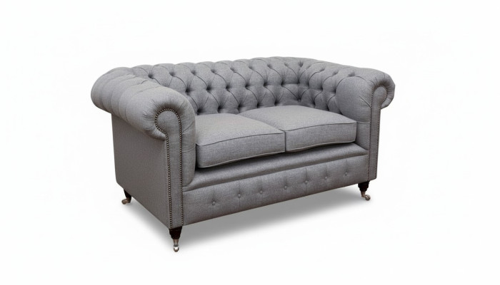 Mobilier de bureau Chesterfield Sièges Canapé 2 places en tissu gris