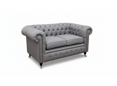 Mobilier de bureau Chesterfield Sièges Canapé 2 places en tissu gris
