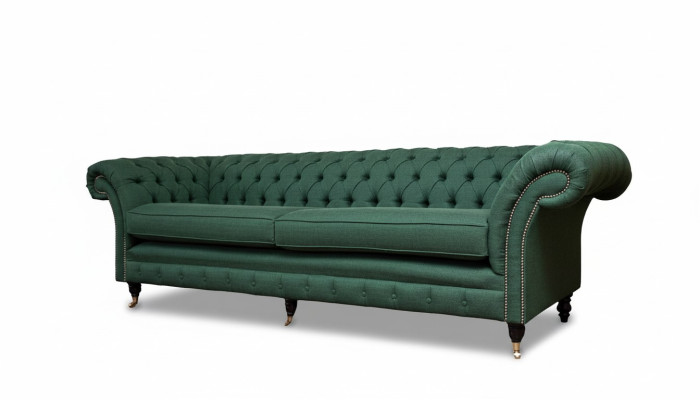 Canapé 4 places Vert Salon Design moderne Tissu d'ameublement de luxe