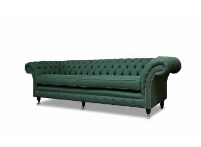Canapé 4 places Vert Salon Design moderne Tissu d'ameublement de luxe