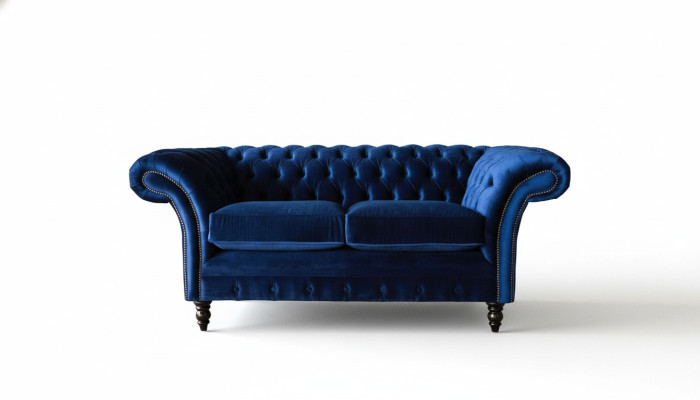 Mobilier de bureau Chesterfield Siège Canapé 2 places Tissu Bleu