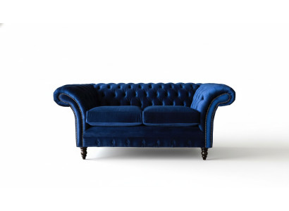 Mobilier de bureau Chesterfield Siège Canapé 2 places Tissu Bleu