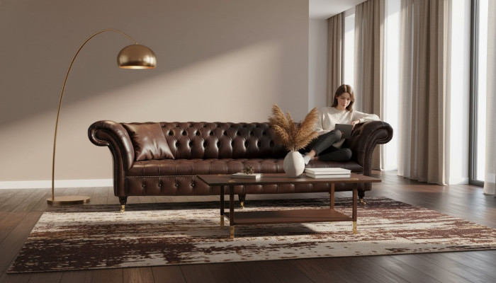 Canapé Chesterfield 4 places de luxe de 245 cm en cuir Canapés Meubles