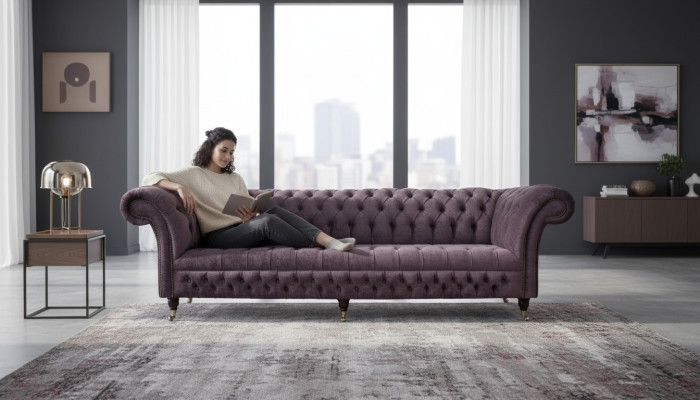 Canapé design 4 places Canapé Rembourrage Luxe Canapés en textile Chesterfield