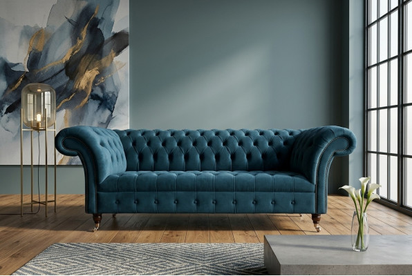 Canapé Chesterfield 3 places Tissu de luxe Design de canapé Rembourrage