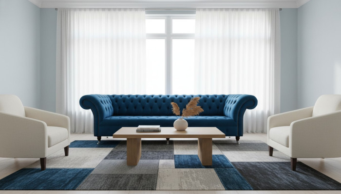 Canapé design Chesterfield Rembourrage Moderne Tissu Textile 4 places Convertible