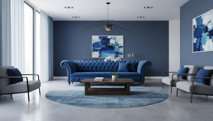 Chesterfield Grand Canapé Canapé Textile Velours Canapés 4 places Canapés