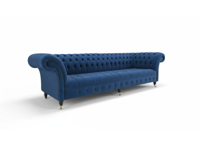 Chesterfield Grand Canapé Canapé Textile Velours Canapés 4 places Canapés