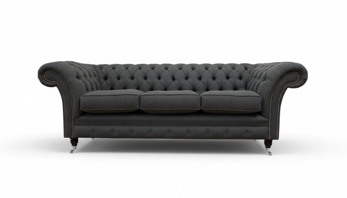 Chesterfield Canapé en Tissu Design Sofa Canapé de Luxe Canapé Gris 3 Places