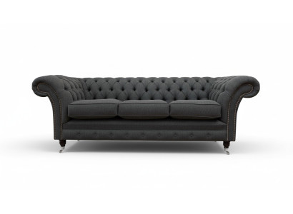 Chesterfield Canapé en Tissu Design Sofa Canapé de Luxe Canapé Gris 3 Places