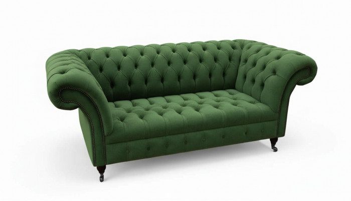 Chesterfield Mobilier de bureau Siège Canapé 2 places Textile Vert