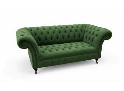Chesterfield Mobilier de bureau Siège Canapé 2 places Textile Vert