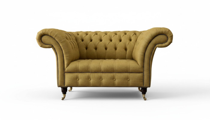 Fauteuil Chesterfield Design Canapé en Tissu Marron Mobilier neuf