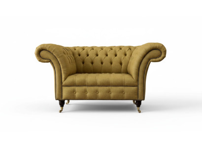Fauteuil Chesterfield Design Canapé en Tissu Marron Mobilier neuf