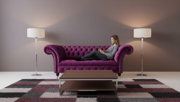 Chesterfield Mobilier de bureau Siège Canapé 2 places Violet