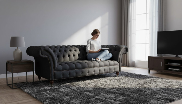Chesterfield canapé 3 places Canapé 3 places Canapé Rembourrage Canapés Design Textile