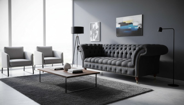 Chesterfield canapé 3 places Canapé 3 places Canapé Rembourrage Canapés Design Textile