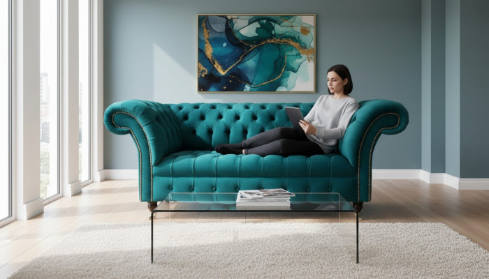 Canapé 2 places Canapés design Canapés Rembourrage Tissu Chesterfield Siège