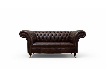 Canapé Chesterfield en tissu en cuir à 2 places pour salon nouveau
