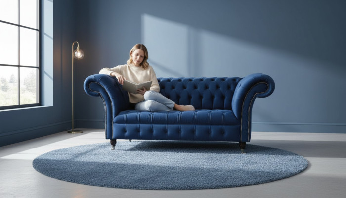 Meubles de bureau Chesterfield en anglais - Canapé 2 places RoyalBlue
