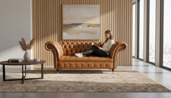 Canapé en tissu Chesterfield Canapé Textile Canapés Mobilier de bureau Meubles anglais