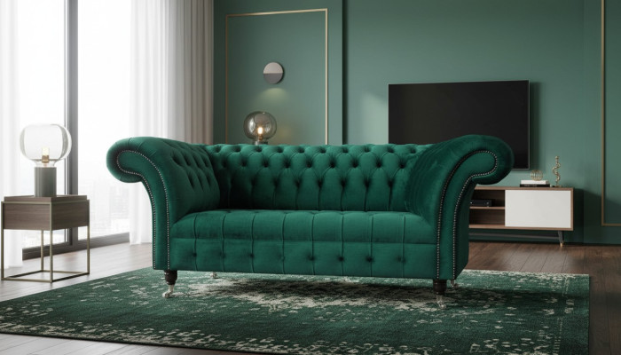 Canapé deux places Chesterfield 2 places Canapés design Rembourrage moderne Tissu d'assise
