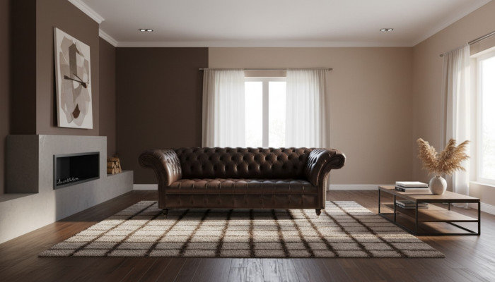 Canapé Chesterfield 3 places Canapé 3 places en cuir marron Salon de luxe