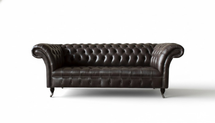 Canapé Chesterfield 3 places Canapé 3 places en cuir marron Salon de luxe