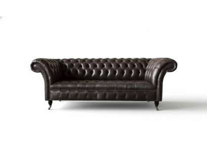 Canapé Chesterfield 3 places Canapé 3 places en cuir marron Salon de luxe