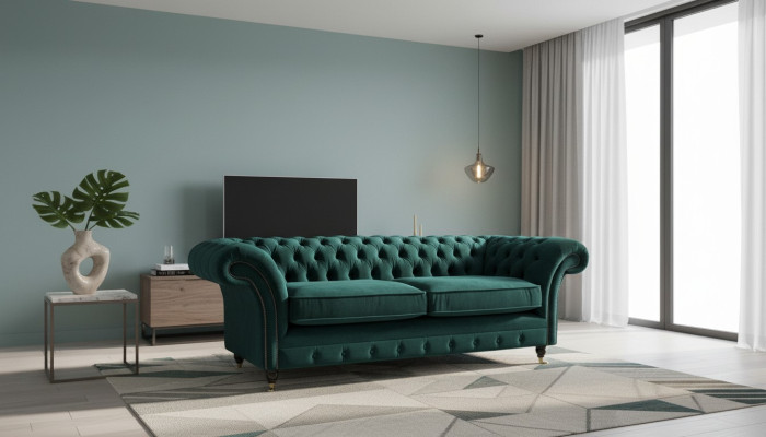 Chesterfield rembourrage 3 places Canapés en tissu Canapé Trois places Canapé en velours
