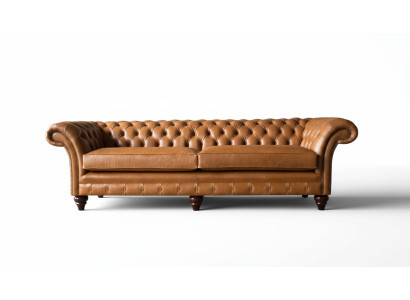Canapé 4 places Canapé Chesterfield Rembourrage en cuir marron Design de meubles