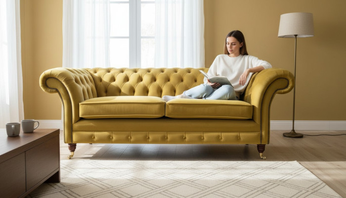Canapé Chesterfield 3 places Canapé design Trois places Mobilier de luxe Style Textile