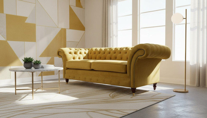 Canapé Chesterfield 3 places Canapé design Trois places Mobilier de luxe Style Textile