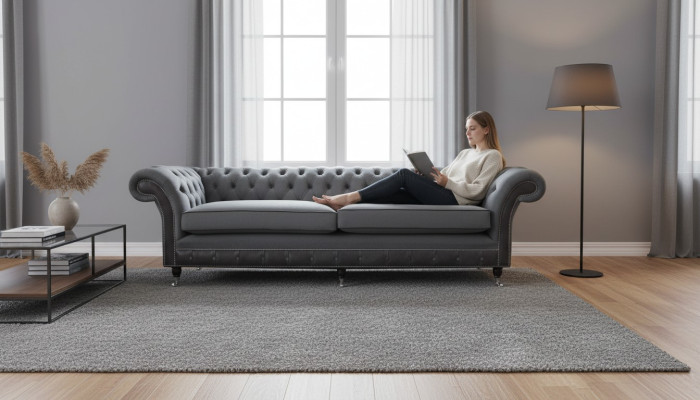 Canapé design Canapé luxueux Canapés rembourrés Canapé 4 places canapé chesterfield luxe gris