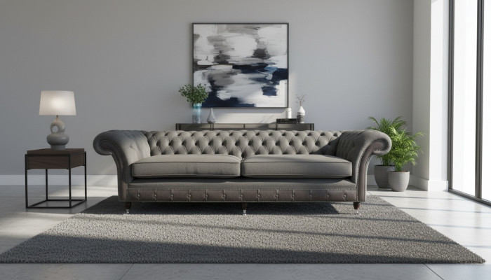 Canapé design Canapé luxueux Canapés rembourrés Canapé 4 places canapé chesterfield luxe gris