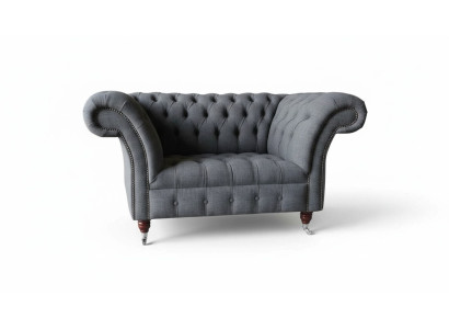 Fauteuil design Chesterfield gris Tissu de luxe 1 place