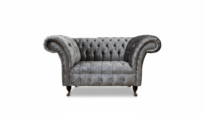 Fauteuil Chesterfield Design Canapé Chesterfield en Tissu Argent